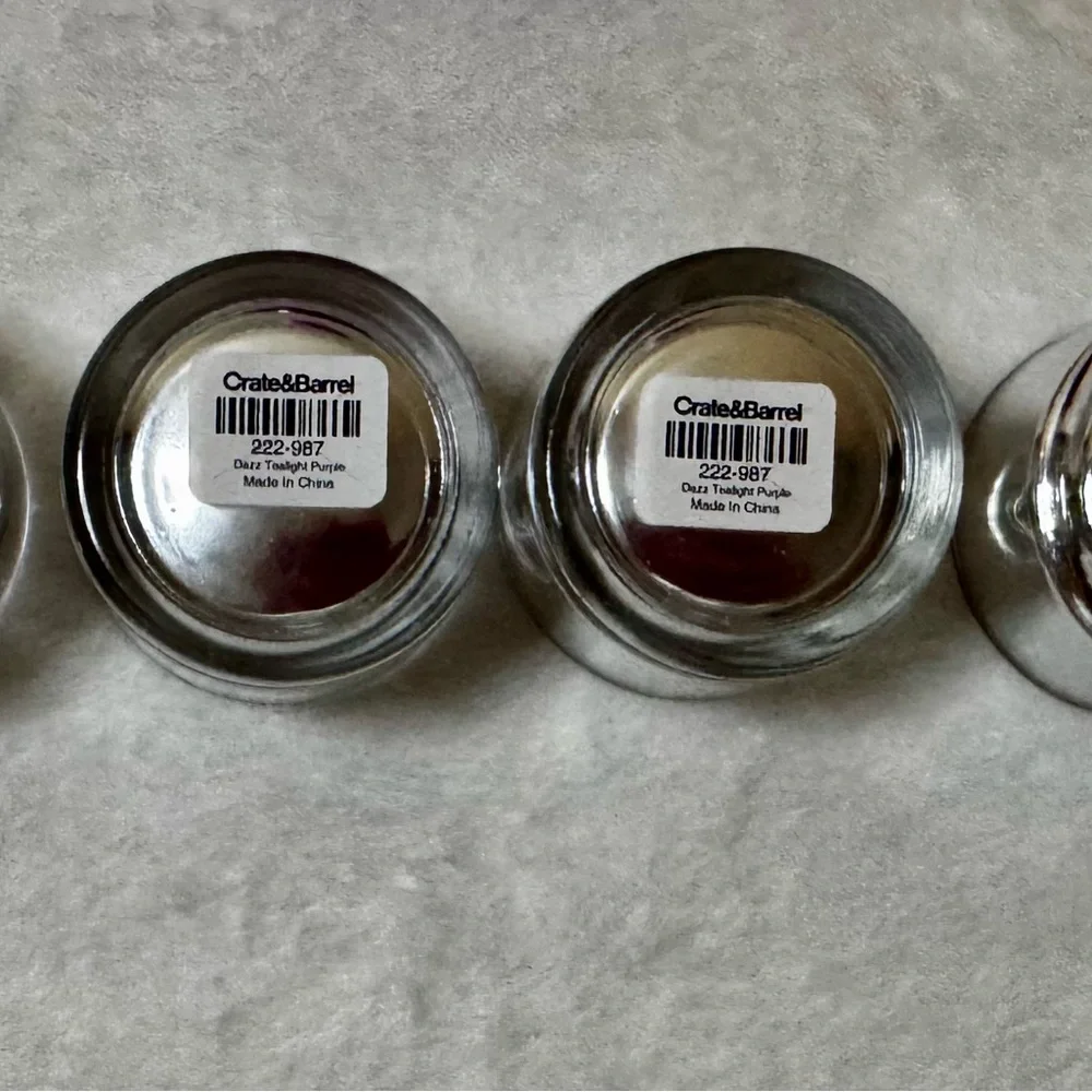 Crate & Barrel Pink and Silver Candle Holder Set